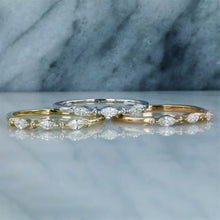 Load image into Gallery viewer, 14k Solid Gold Genuine Natural Diamond Wedding Band Stack Ring for Women White Yellow or Rose Gold