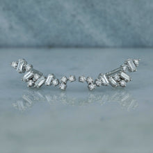 Load image into Gallery viewer, 14k or 18k Solid Gold Genuine Natural Baguette and Round Diamond Ear Climber