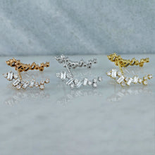 Load image into Gallery viewer, 14k or 18k Solid Gold Genuine Natural Baguette and Round Diamond Ear Climber