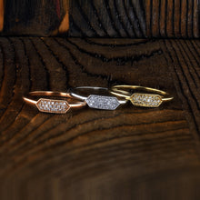 Load image into Gallery viewer, 14k Solid Gold and Genuine Natural Diamond Hexagon Shaped Ring w/ High Quality Stones in White, Yellow or Rose Gold for Women