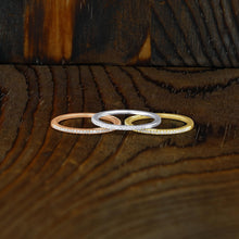 Load image into Gallery viewer, 14k Gold Genuine Diamond 1.25mm Half Eternity Simple Wedding Band or Stack Ring w/ High Quality Diamonds in White, Yellow or Rose Gold