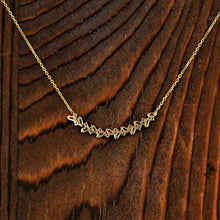 Load image into Gallery viewer, 14k Solid Gold Genuine Natural Diamond Baguette and Round Curved Bar Necklace for Women