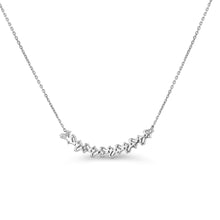 Load image into Gallery viewer, 14k Solid Gold Genuine Natural Diamond Baguette and Round Curved Bar Necklace for Women