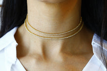 Load image into Gallery viewer, 18k Solid Gold Genuine Diamond Tennis Choker Necklace W/ Adjustable Length Chain for Women White Yellow Rose Gold