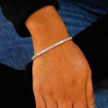 Load image into Gallery viewer, 14k Solid Gold Genuine Natural Diamond Baguette and Round Diamond Statement Bangle for Women White Yellow Rose Gold