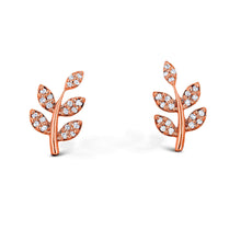 Load image into Gallery viewer, Single (Half Pair) 14k Gold Genuine Natural Diamond Leaves on Branch Earring Studs for Women in White, Yellow or Rose Gold