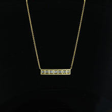Load image into Gallery viewer, 14k Solid Gold Genuine Natural Diamond Baguette Bar Layering Necklace for Women White Yellow Rose Gold