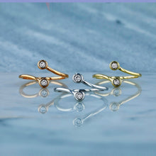 Load image into Gallery viewer, 14k Gold Genuine Diamond Bezel Twist Dainty Minimalist Spiral Ring for Women White, Yellow Rose Gold