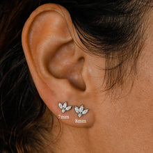 Load image into Gallery viewer, Single (Half Pair) 14k Solid Gold Genuine Diamond Lotus Flower Marquise Earring Stud Minimalist White Yellow Rose Gold