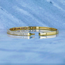 Load image into Gallery viewer, 14k Solid Gold Genuine Natural Diamond Baguette and Round Diamond Statement Bangle for Women White Yellow Rose Gold