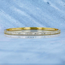 Load image into Gallery viewer, 14k Solid Gold Genuine Natural Diamond Baguette and Round Diamond Statement Bangle for Women White Yellow Rose Gold