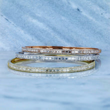 Load image into Gallery viewer, 14k Solid Gold Genuine Natural Diamond Baguette and Round Diamond Statement Bangle for Women White Yellow Rose Gold