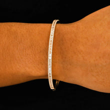 Load image into Gallery viewer, 14k Solid Gold Genuine Natural Diamond Baguette and Round Diamond Statement Bangle for Women White Yellow Rose Gold