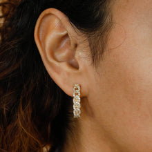 Load image into Gallery viewer, 18k Gold Genuine Diamond Cuban Link Hoop Earrings For Women