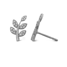 Load image into Gallery viewer, Single (Half Pair) 14k Gold Genuine Natural Diamond Leaves on Branch Earring Studs for Women in White, Yellow or Rose Gold