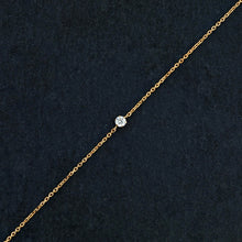 Load image into Gallery viewer, 18k Gold + Genuine Diamond Solitaire Stacking Layering Adjustable Dainty Minimalist Chain Bracelet for Women with Drawstring Pull-Chain
