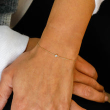 Load image into Gallery viewer, 18k Gold + Genuine Diamond Solitaire Stacking Layering Adjustable Dainty Minimalist Chain Bracelet for Women with Drawstring Pull-Chain