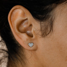 Load image into Gallery viewer, 14k Rose Gold Natural Diamond Micropave Heart Stud, HALF PAIR for Women or Girls in White Yellow Rose Gold