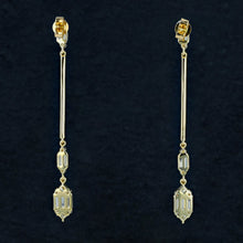 Load image into Gallery viewer, 14k Solid Gold Genuine Natural Diamond Long Dangling Linear 2 Inch Drop Baguette Earrings for Women White Yellow Rose Gold