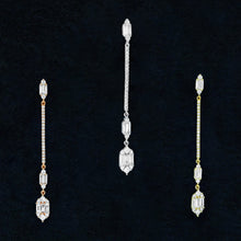Load image into Gallery viewer, 14k Solid Gold Genuine Natural Diamond Long Dangling Linear 2 Inch Drop Baguette Earrings for Women White Yellow Rose Gold