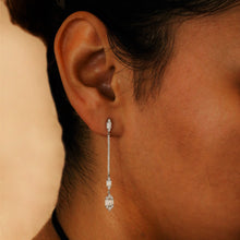 Load image into Gallery viewer, 14k Solid Gold Genuine Natural Diamond Long Dangling Linear 2 Inch Drop Baguette Earrings for Women White Yellow Rose Gold