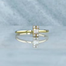 Load image into Gallery viewer, 14k Solid Gold Genuine Natural Diamond Baguette and Round Vertical Rectangle Ring for Women in White Yellow or Rose Gold