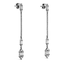 Load image into Gallery viewer, 14k Solid Gold Genuine Natural Diamond Long Dangling Linear 2 Inch Drop Baguette Earrings for Women White Yellow Rose Gold
