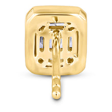 Load image into Gallery viewer, 14k Solid Gold Genuine Natural Diamond Emerald Cut Look Baguette Round Cluster Bezel Stud Earrings for Women