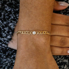 Load image into Gallery viewer, 18k Solid Gold Genuine Natural Diamond Cuban Link Chain Bracelet for Women White Yellow Rose