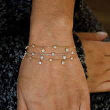 Load image into Gallery viewer, 18k Solid Gold Genuine Natural Diamond Bezel & Square Adjustable Bracelet in Rose White or Yellow Gold for Women