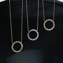 Load image into Gallery viewer, 14k Solid Gold Natural Diamond Baguette and Round Circle Pendant W/ Chain for Women in 14k Yellow White Rose Gold