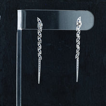 Load image into Gallery viewer, 14k Solid Gold Genuine Natural Diamond and Blue Or Pink Sapphire Long Linear Hombre Earrings for Women 2 Inch Length