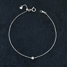 Load image into Gallery viewer, 18k Gold + Genuine Diamond Solitaire Stacking Layering Adjustable Dainty Minimalist Chain Bracelet for Women with Drawstring Pull-Chain