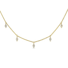 Load image into Gallery viewer, 14k Solid Gold Genuine Natural Diamond Marquise Drop Choker Necklace For Women Adjustable Drawstring Chain