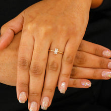 Load image into Gallery viewer, 14k Solid Gold Genuine Natural Diamond Baguette and Round Vertical Rectangle Ring for Women in White Yellow or Rose Gold