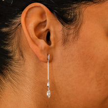 Load image into Gallery viewer, 14k Solid Gold Genuine Natural Diamond Long Dangling Linear 2 Inch Drop Baguette Earrings for Women White Yellow Rose Gold