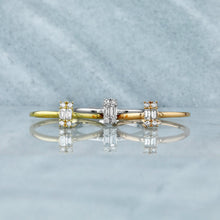 Load image into Gallery viewer, 14k Solid Gold Genuine Natural Diamond Baguette and Round Vertical Rectangle Ring for Women in White Yellow or Rose Gold