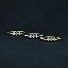 Load image into Gallery viewer, 14k Solid Gold Genuine Natural Diamond Cluster Stack Ring for Women or Girls White Yellow Rose Gold