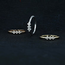 Load image into Gallery viewer, 14k Solid Gold Genuine Natural Diamond Cluster Stack Ring for Women or Girls White Yellow Rose Gold