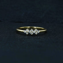 Load image into Gallery viewer, 14k Solid Gold Genuine Natural Diamond Cluster Stack Ring for Women or Girls White Yellow Rose Gold