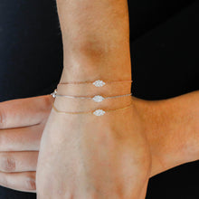 Load image into Gallery viewer, 18k Gold Genuine Diamond Evil Eye Marquise Cluster Adjustable Minimalist Stacking Layering Chain Bracelet for Women Girls White Yellow Rose