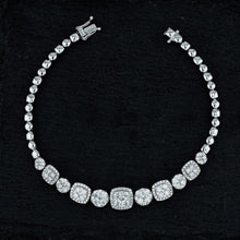 Load image into Gallery viewer, 14k Solid Gold Genuine Natural Diamond Round and Square Cluster Statement Bracelet for Women