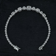 Load image into Gallery viewer, 14k Solid Gold Genuine Natural Diamond Round and Square Cluster Statement Bracelet for Women