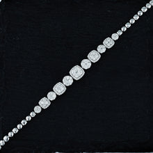 Load image into Gallery viewer, 14k Solid Gold Genuine Natural Diamond Round and Square Cluster Statement Bracelet for Women