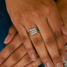 Load image into Gallery viewer, 14k Solid Gold Genuine Natural Diamond Cluster Stack Ring for Women or Girls White Yellow Rose Gold