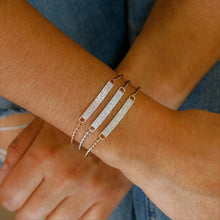 Load image into Gallery viewer, 14k Gold Genuine Diamond Pave Diamond ID Bar Bangle Bracelet Adjustable Length