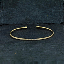 Load image into Gallery viewer, 14k Solid Gold Genuine Natural Diamond Flexible Thin Dainty Bangle Cuff Bracelet