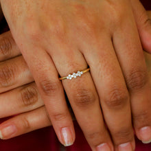 Load image into Gallery viewer, 14k Solid Gold Genuine Natural Diamond Cluster Stack Ring for Women or Girls White Yellow Rose Gold