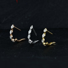 Load image into Gallery viewer, Single (Half Pair) 18k Solid Gold Genuine Natural Marquise Diamond Small Hinged Huggy Hoop Earrings