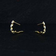 Load image into Gallery viewer, Single (Half Pair) 18k Solid Gold Genuine Natural Marquise Diamond Small Hinged Huggy Hoop Earrings